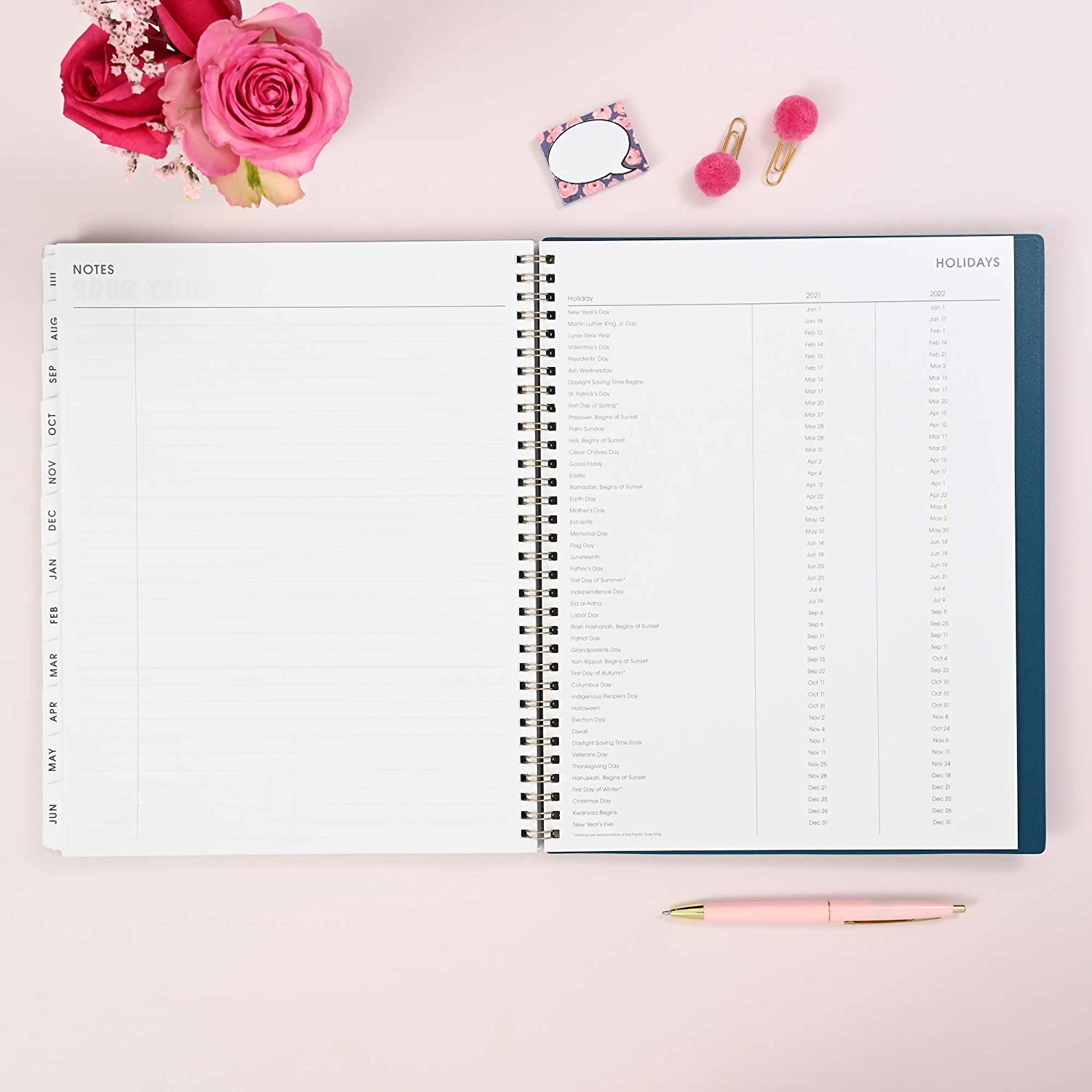 Blue Sky 2021-2020 Academic Year Weekly & Monthly Planner, 8.5" x 11", Frosted Flexible Cover, Wirebound, Roosevelt Pink (128692) - Image 6